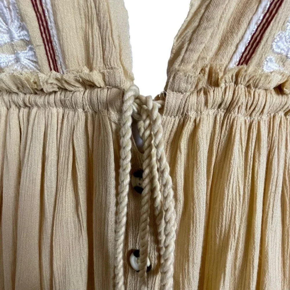 Free People Garbanzo Bean Bali Will Wait‎ For You Casual Boho Maxi Dress Sz XS